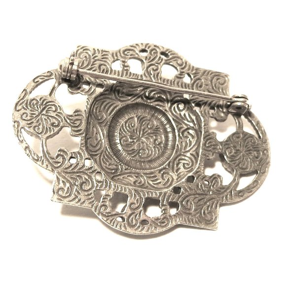 Traditional Oxidized Black Silver Afghani or Oriental Style Brooch - Picture 4 of 4